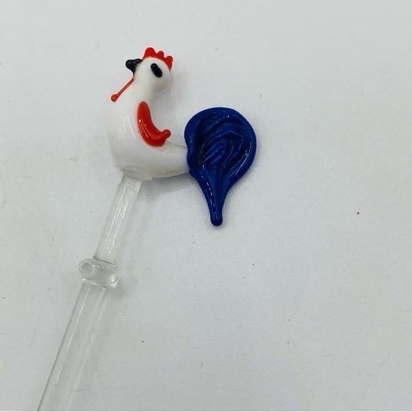 Vintage Glass Bird Swizzle Sticks Lampwork Rooster Swan Barware Set Mixed Lot - Picture 5 of 16